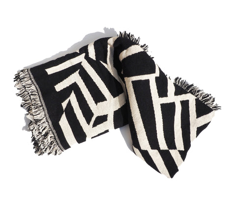 Black & White Plum Large Throw, Forget Me Not Paris