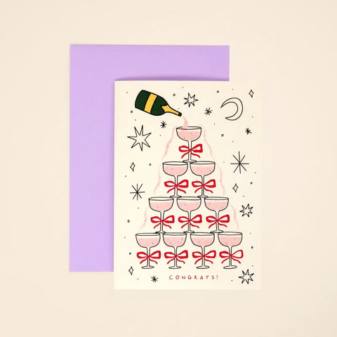 Champagne Congratulations Card, Little Black Cat Illustrated Goods