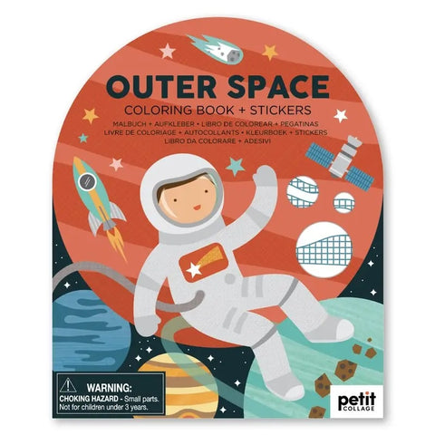 Petit Collage Colouring Book with Stickers Outer Space