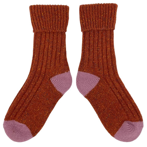 Catherine Tough Recycled Lambswool & Silk Blend Ribbed Socks