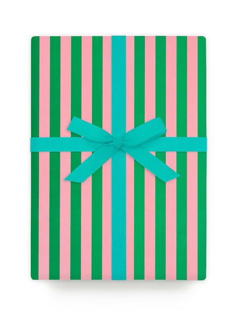 Stripy Green & Pink Wrapping Paper