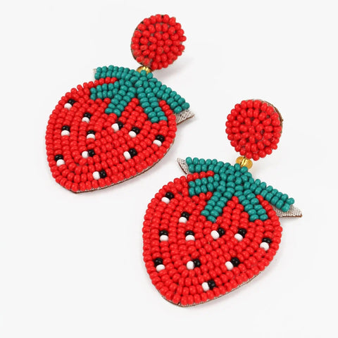 My Doris Mini Beaded Strawberry Drop Earrings