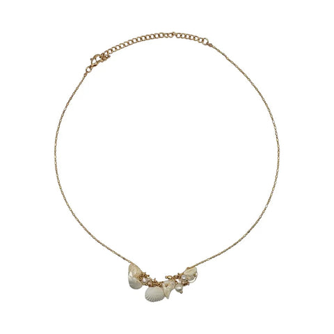 Narratives The Line, Short Shell & Pearl Cluster Necklace