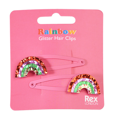 Glitter hair clips - Rainbow