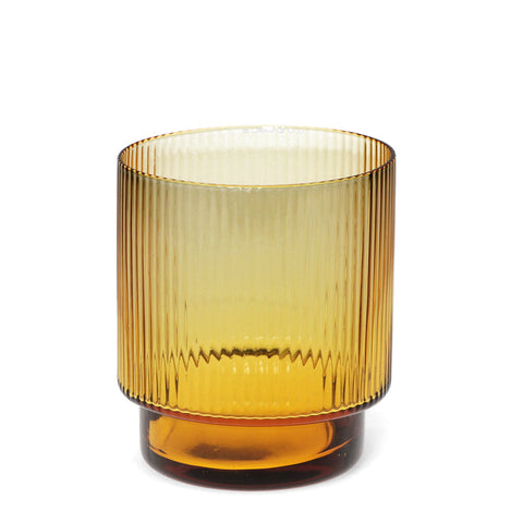 Retro ribbed glass tumbler Amber