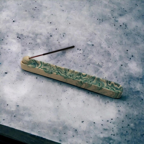 Zoe’s Crafty Shop Jesmonite Incense Holder - Green Marble