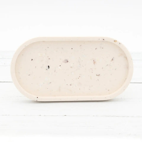 Zoe’s Crafty Shop Jesmonite Oval Tray - White with Oyster Shells