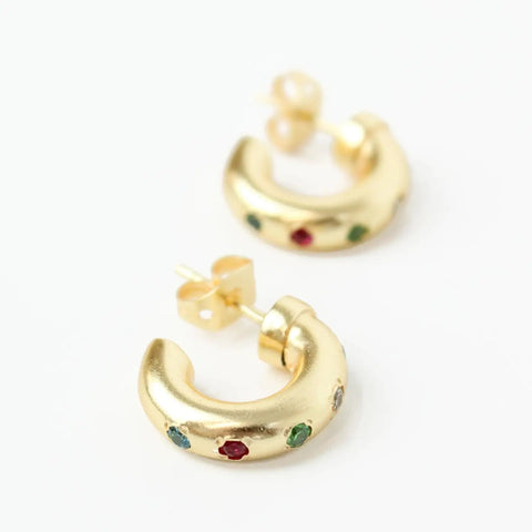 My Doris Chunky Hoop Gem Studded Earrings