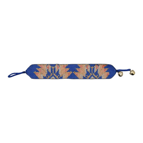 Narratives The Line, Royal Blue & Peach Lotus Leaf Beaded Bracelet