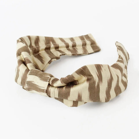 My Doris Truffle Stripe Silk Multiway Headband