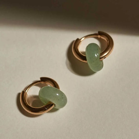 Mint Agate Hoops, A Weathered Penny Jewellery