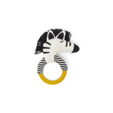 Cotton Knit & Silicone Teether Rattle Zebra, Sophie Home