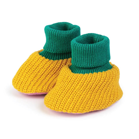 Cotton Knit Baby Slipper Socks: Choose Love Yellow, Sophie Home