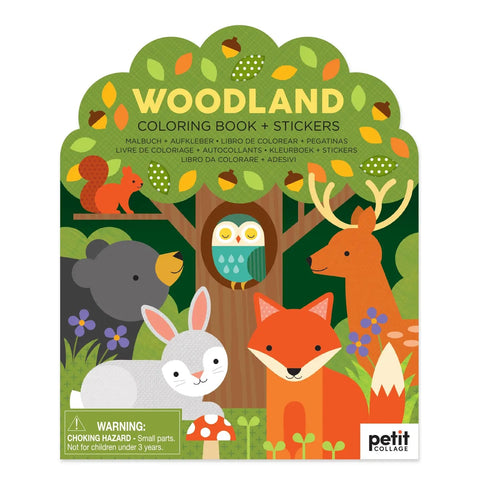 Petit Collage Woodland Coloring Book with Stickers