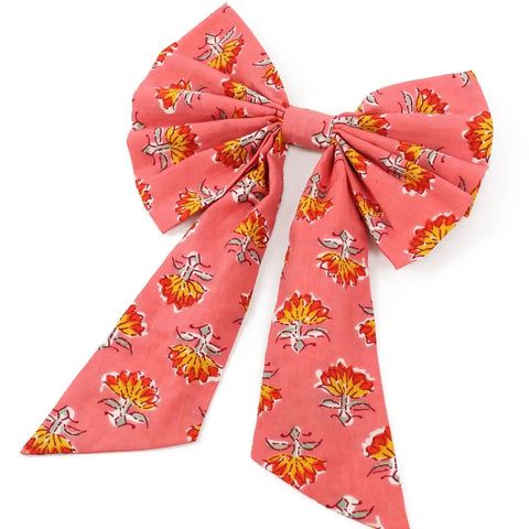 My Doris Coral Floral Vintage Bow