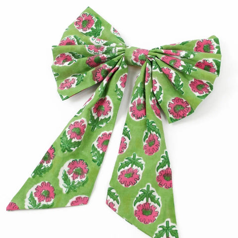 My Doris Green and Pink Flower Bow