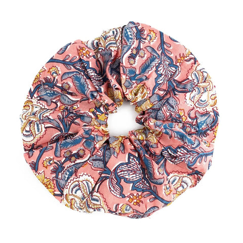 My Doris Pink and Blue Floral Scrunchie