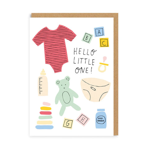 Hello Little One Icons Newborn Greeting Card