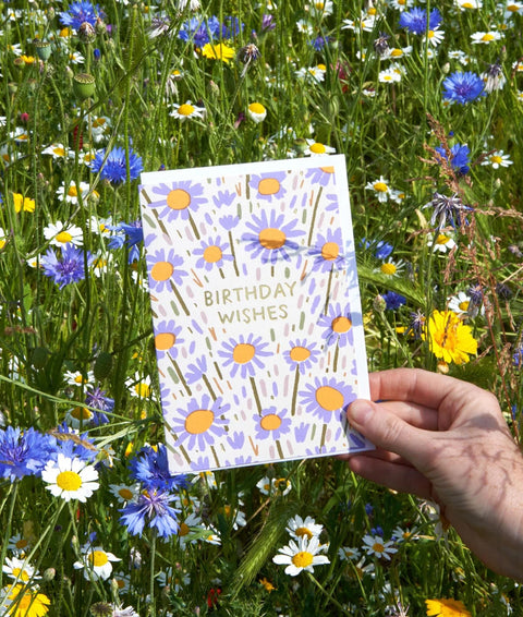 Wrap Flower Field Birthday Wishes Card