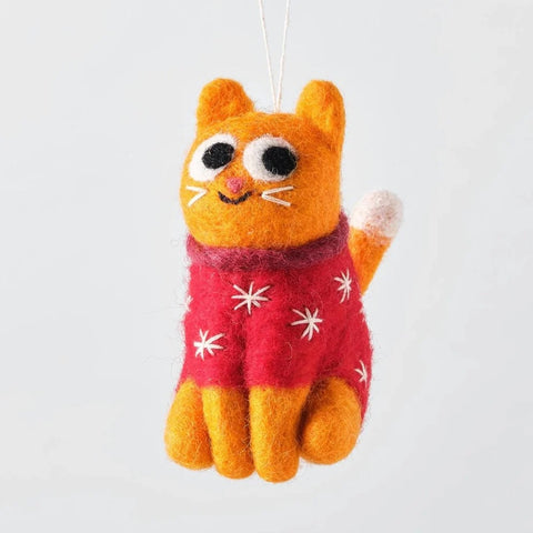 Wrap Esther, Cat in Magenta Jumper Christmas Decoration