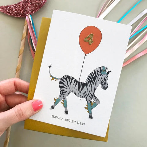 Fearless Flamingo Zebra Birthday Card