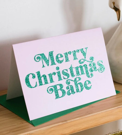 'Merry Christmas Babe' Glitter Christmas Card, Oh Squirrel