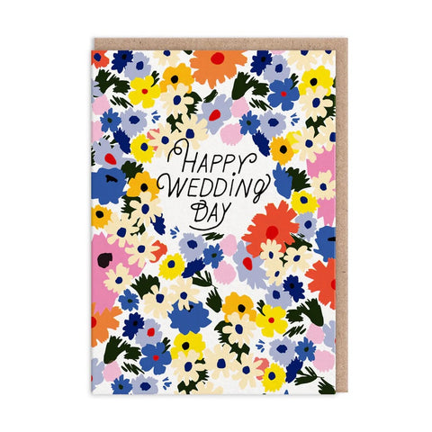 Floral Happy Wedding Day Card