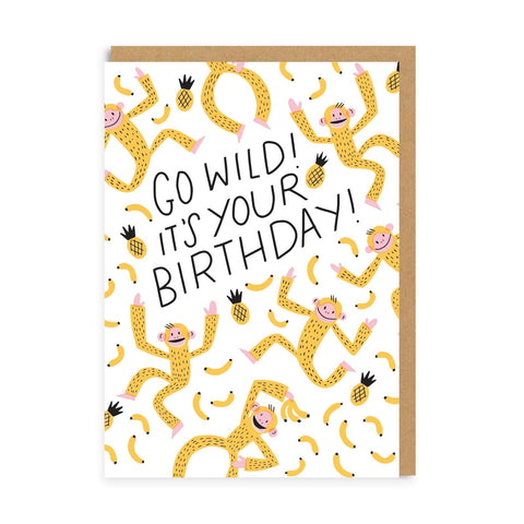 Go Wild Birthday Monkey Greeting Card