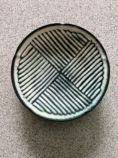 Japanese Plate Blue Stripes