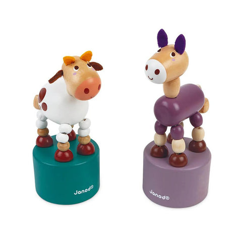 Janod Pocket Cow And Donkey Push Up Puppet