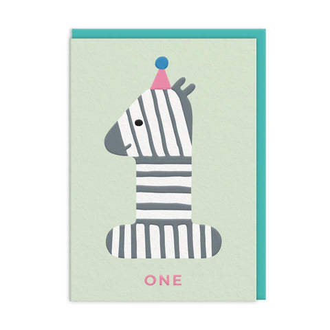 Age 1 Zebra Birthday Card