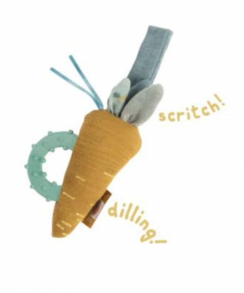 Moulin Roty Trois Petits Lapins Carrot Teething Rattle