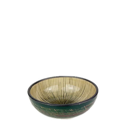 Japanese Stripes on green small bowl