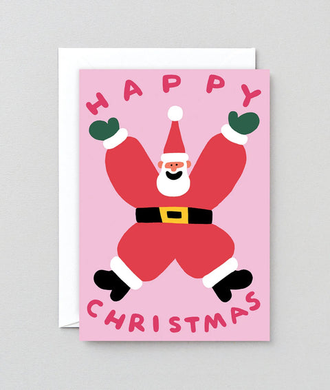 Wrap Christmas Santa Embossed Christmas Card