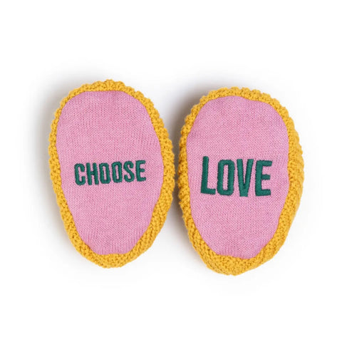 Cotton Knit Baby Slipper Socks: Choose Love Yellow, Sophie Home