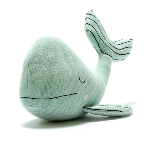 Organic Knit Sea Green Whale Plush Toy