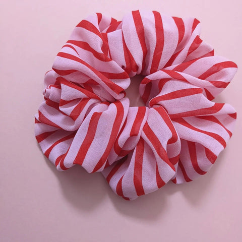 Custard Cloth Pink & Red Stripe Oversized Scrunchie