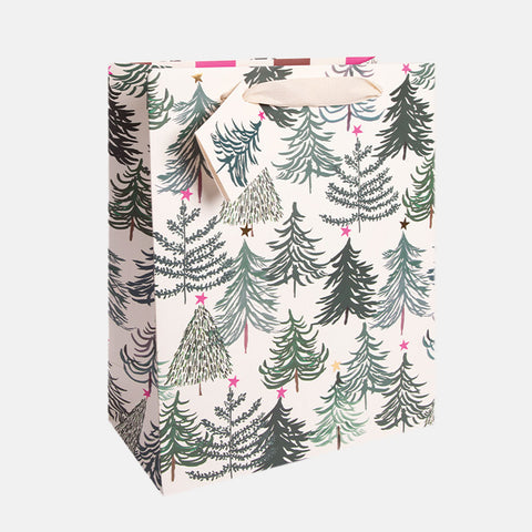 Painted Trees All Over On Cream Large Gift Bag, Caroline Gardner