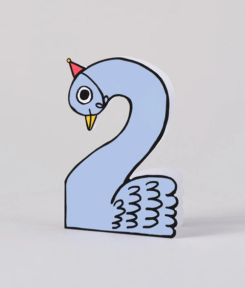 Wrap Swan 2nd Birthday Number Card