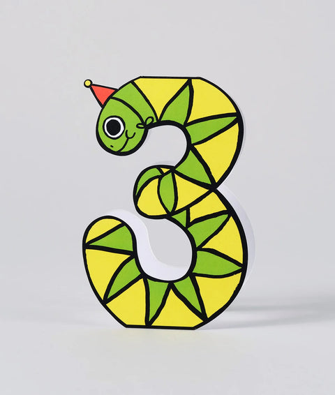 Wrap Snake 3rd Birthday Number Card