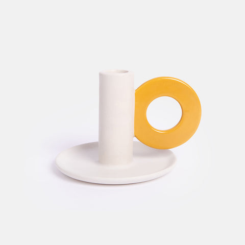 Cream & Mustard Loop Candle Holder, Caroline Gardner