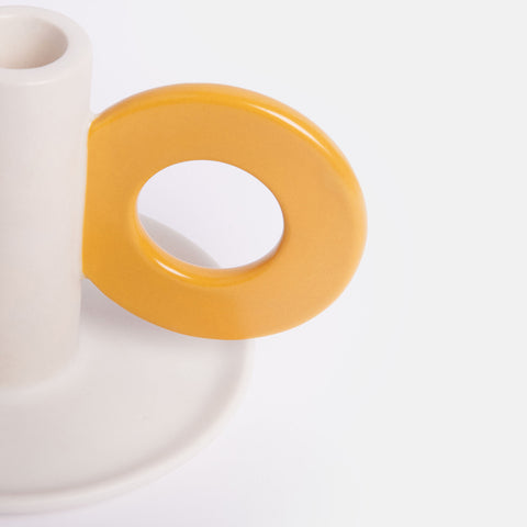 Cream & Mustard Loop Candle Holder, Caroline Gardner