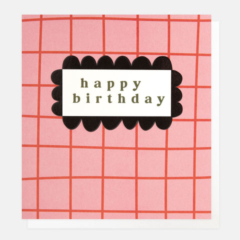 Happy Birthday Pink & Orange Grid, Caroline Gardner